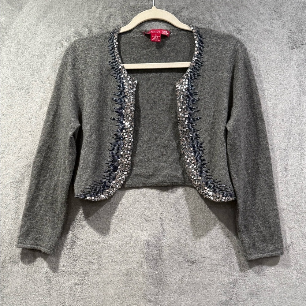 Wild About Cashmere Saks Fifth Avenue Open Front Sequin Cardigan Sweater Size M